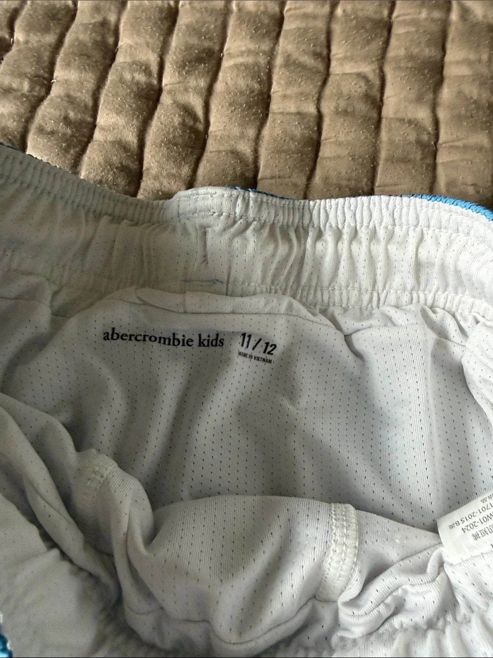 Abercrombie & Fitch Boys Blue Striped and Aqua Pink Palm Swim Trunks